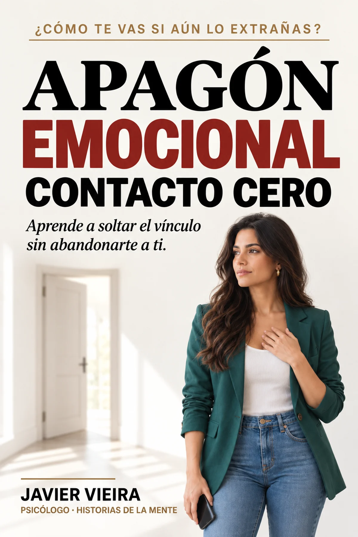 Portada crema y roja de Apagón emocional · Contacto cero, de Javier Vieira