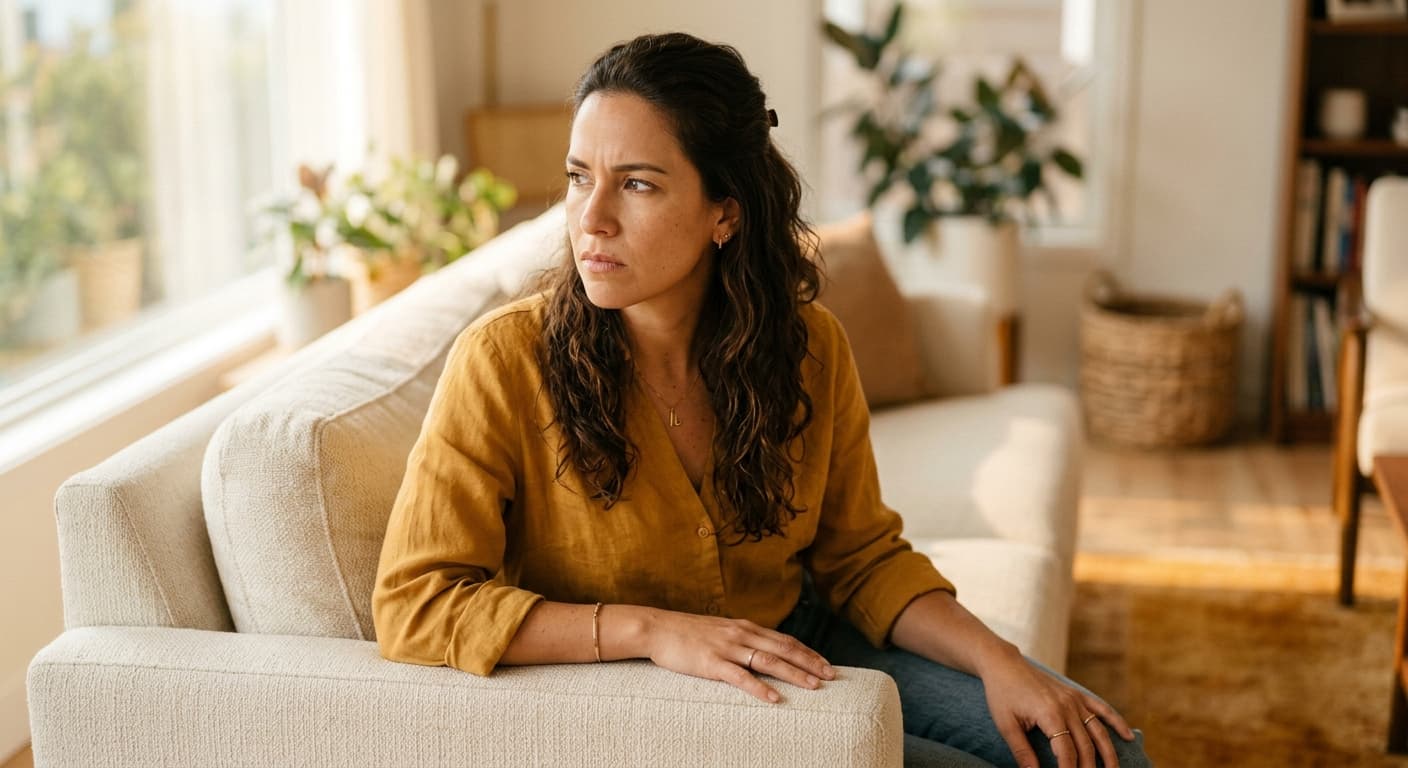 Mujer procesando lo que acaba de escuchar