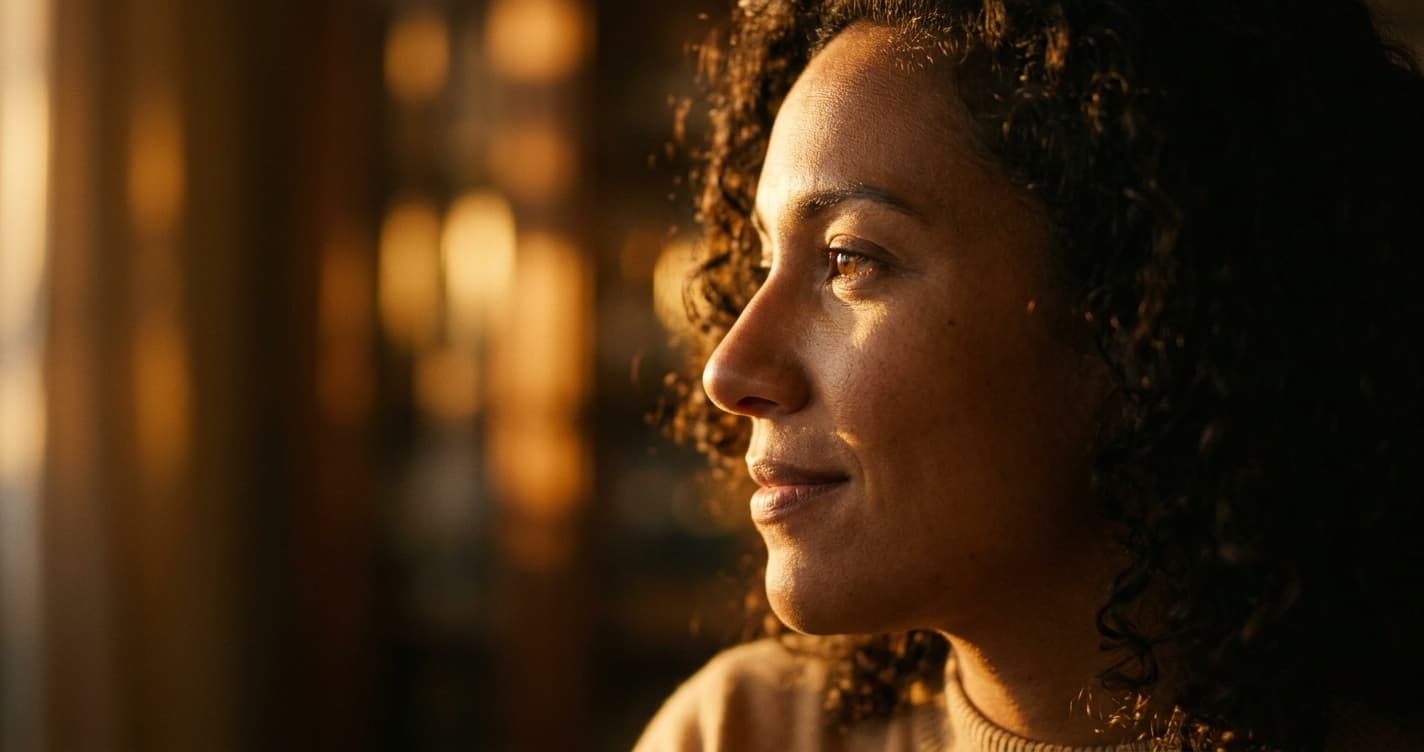 Mujer preocupada detectando señales de bombardeo de amor en relación tóxica