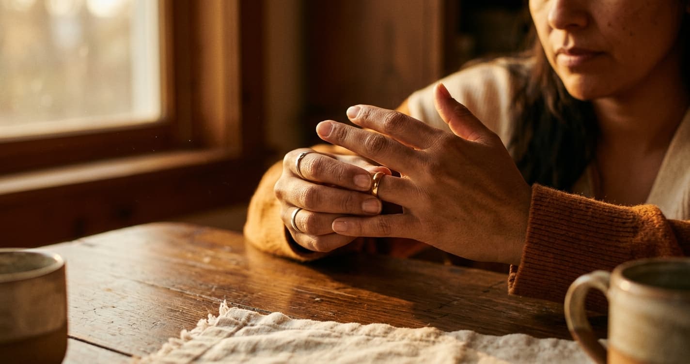 Mujer reflexionando sobre el divorcio de un narcisista y cómo proteger su bienestar emocional