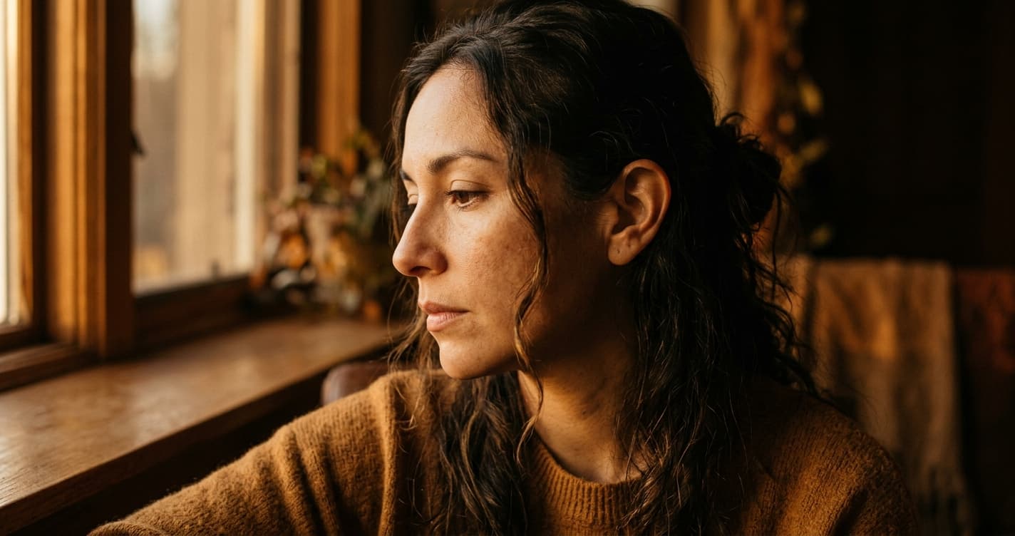 mujer preocupada detectando señales de love bombing en su relación