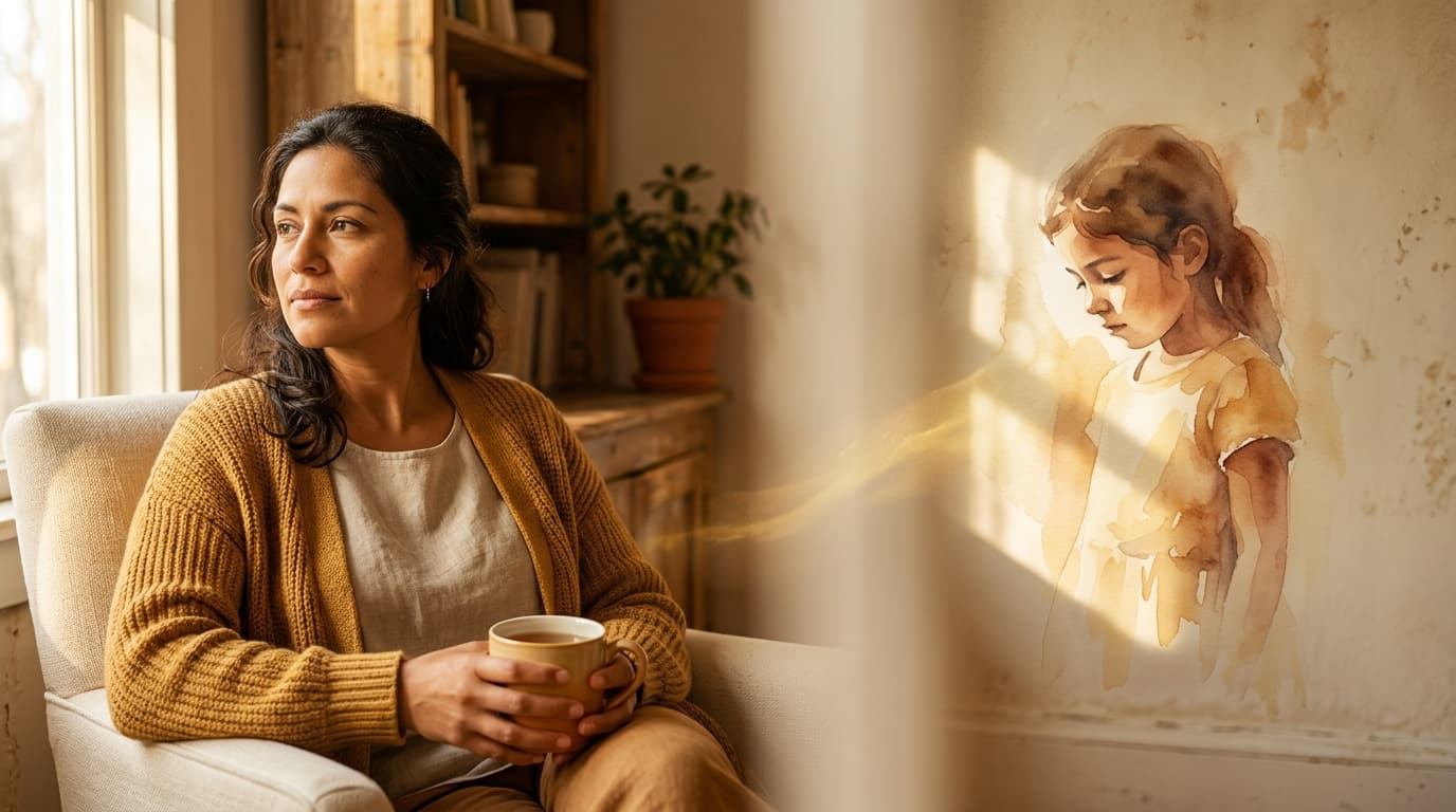 Mujer reflexionando sobre por qué elige parejas que le hacen daño, vinculando la niña interior y relaciones tóxicas