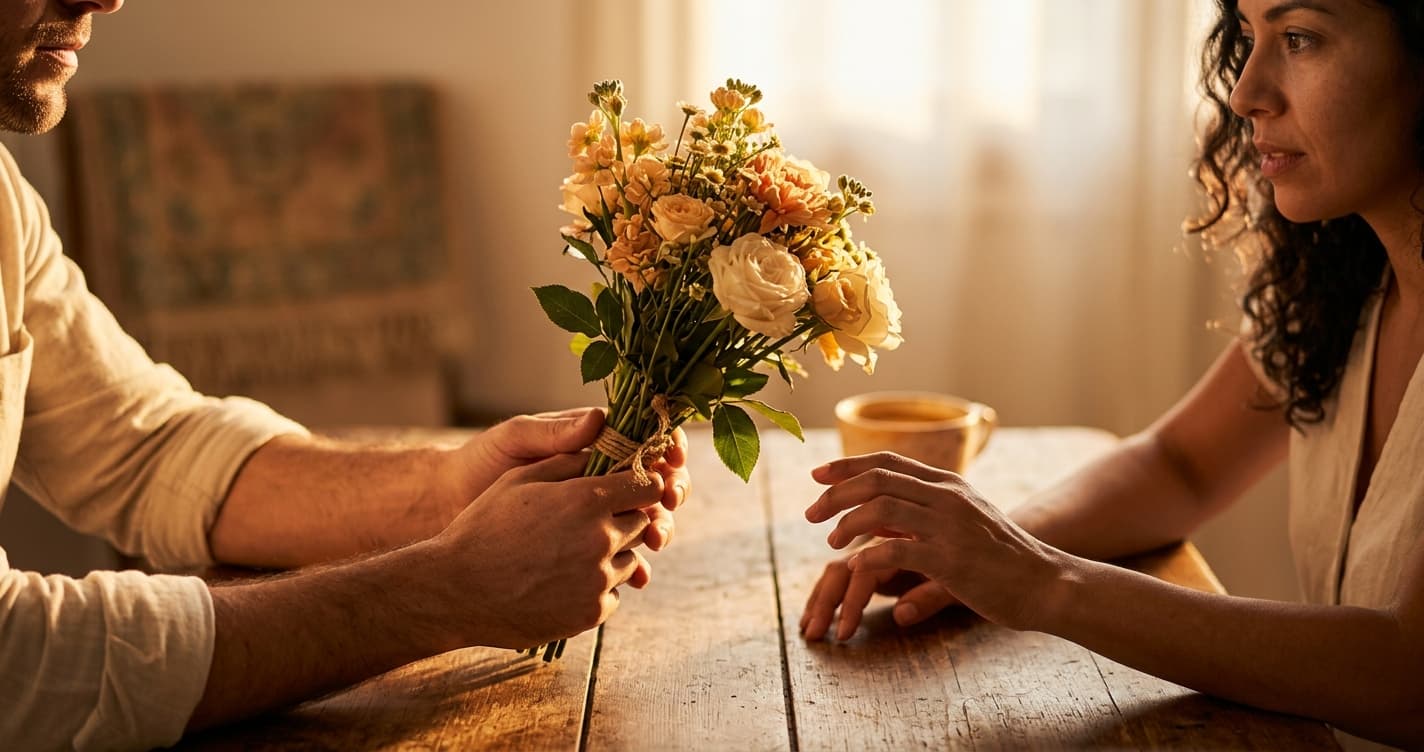 Mujer preocupada sufriendo inversión de culpa en relación tóxica