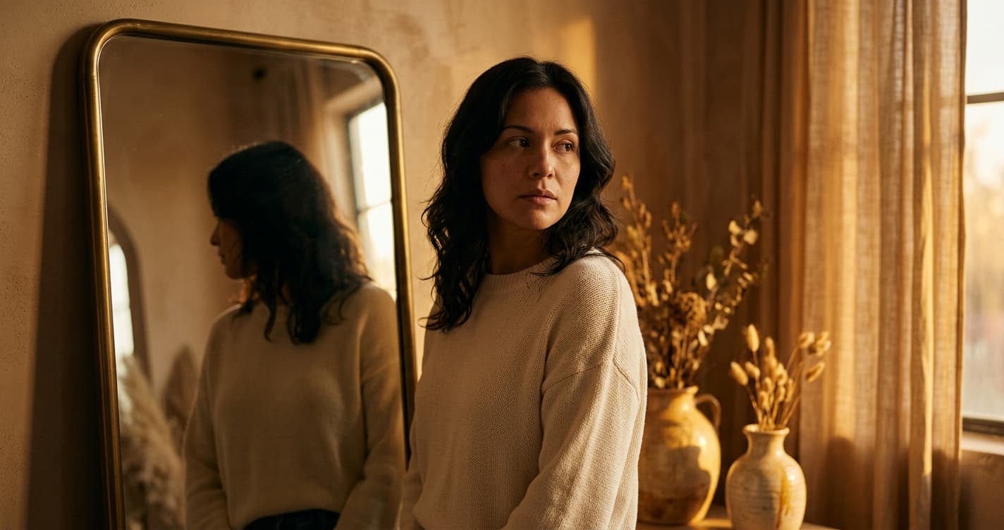 Mujer pensativa con expresión de tristeza mostrando señales de abuso emocional sutil