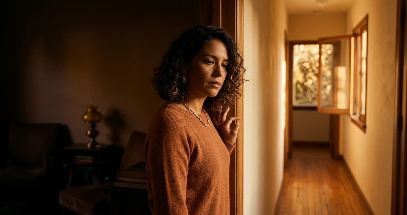 Mujer preocupada identificando señales de narcisista encubierto en su relación