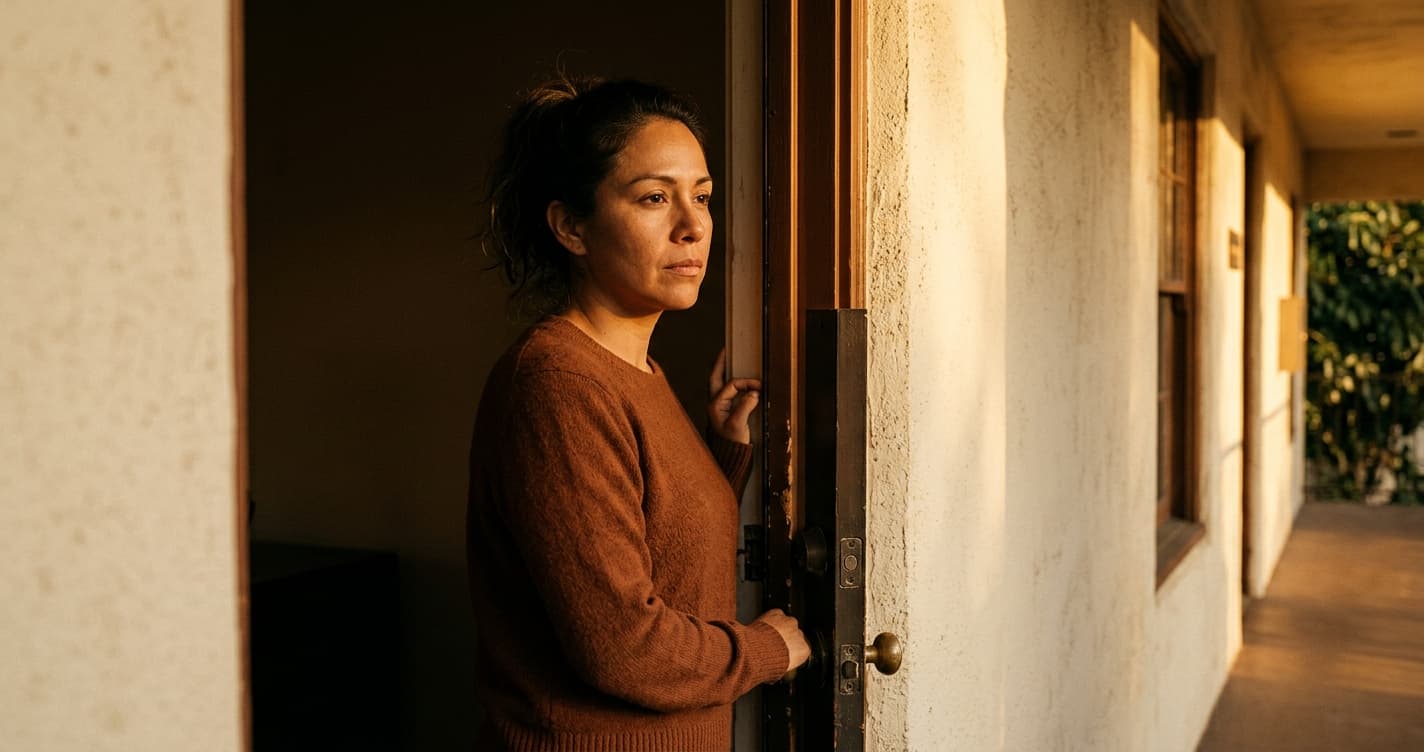 Mujer preocupada frente a computadora por abuso narcisista en el trabajo