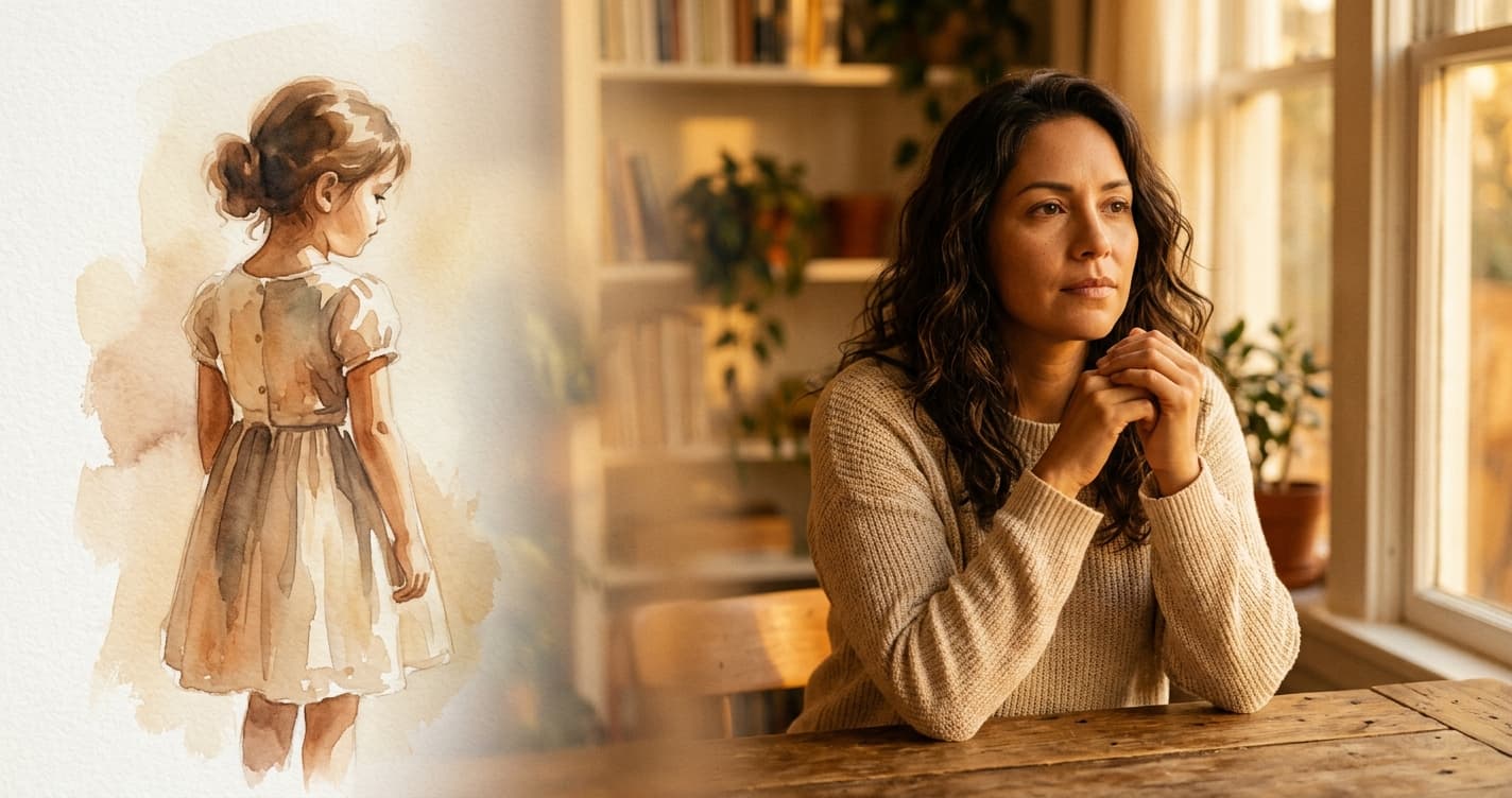 Mujer relajada practicando ejercicios para sanar su niño interior en un entorno tranquilo