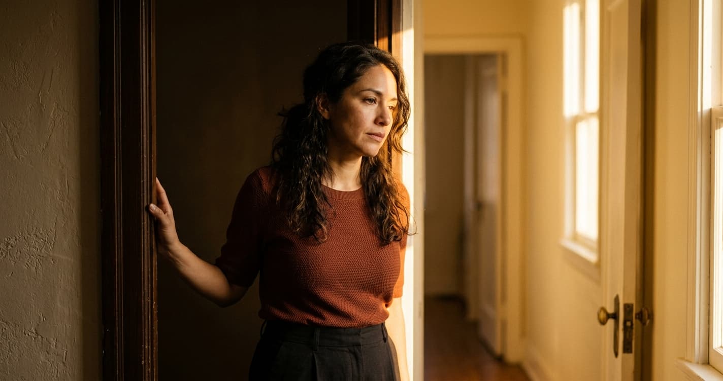 Mujer reflexionando preocupada por señales de narcisismo en su pareja